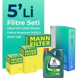 Mann Filter Peugeot 301 1.5 Dizel Filtre Bakım Seti Cast Rol Motor Yağlı (2017-2024) 5 Li