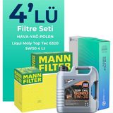 Mann Filter Peugeot 301 1.5 Dizel Filtre Bakım Seti Liqui Moly Motor Yağlı (2017-2024) 4 Lü