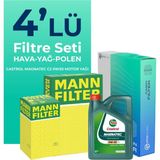 Mann Filter Peugeot 301 1.6 Benzin Vti Filtre Bakım Seti Castrol Motor Yağlı (2012-2016) 4 Lü