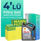 Mann Filter Peugeot 301 1.6 Benzin Vti Filtre Bakım Seti Shell Motor Yağlı (2012-2016) 4 Lü