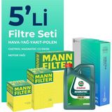 Mann Filter Peugeot 301 1.6 Bluehdi Dizel Filtre Bakım Seti Cast Rol Motor Yağlı (2014-2020) 5 Li
