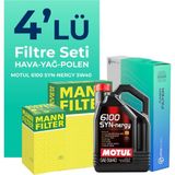 Mann Filter Renault Clio 1.2 Benzin Filtre Bakım Seti Motul Motor Yağlı (2005-2012) 4 Lü