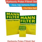 Mann Filter Skoda Octavia 1.6 TDI Dizel 2010-2012 Hava Yağ Karbonlu Polen Filtre Bakım Seti