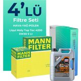 Mann Filter Volkswagen Caddy 1.6 Dizel Filtre Bakım Seti Liqui Moly Motor Yağlı (2010-2015) 4 Lü