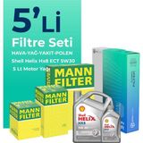 Mann Filter Volkswagen Caddy 1.6 Dizel Filtre Bakım Seti Shell Motor Yağlı (2010-2015) 5 Li