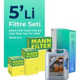 Mann Filter Volkswagen Caddy 2.0 Dizel Filtre Bakım Seti Liqui Moly Motor Yağlı (2015-2020) 5 Li