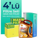 Mann Filter Volkswagen Caddy 2.0 Dizel Filtre Bakım Seti Shell Motor Yağlı (2020-2025) 4 Lü