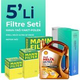 Mann Filter Volkswagen Caddy 2.0 Dizel Filtre Bakım Seti Shell Motor Yağlı (2020-2025) 5 Li