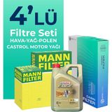 Mann Filter Volkswagen Polo 1.4 Dizel Filtre Bakım Seti Cast Rol Motor Yağlı (2014-2017) 4 Lü