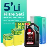 Mann Filter Volkswagen Polo 1.4 Dizel Filtre Bakım Seti Motul Motor Yağlı (2014-2017) 5 Li