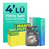 MANN Renault Clio 1.2 Benzin Filtre Bakım Seti Castrol Motor Yağlı (2005-2012) 4 Lü