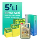 MANN Volkswagen Polo 1.4 Dizel Filtre Bakım Seti Castrol Motor Yağlı (2001-2009) 5 Li