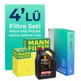 MANN Volkswagen Polo 1.4 Dizel Filtre Bakım Seti Motul Motor Yağlı (2014-2017) 4 Lü