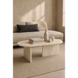Mano Atelier Modern Orta Sehpa, Dekoratif Salon Sehpası, Ahşap Görünümlü Orta Sehpa, Oval Tasarım Sehpa