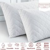 Mano Di Donna Kapitone Sıvı Geçirmez Yastık Koruyucu Alez 2li Set 50x70cm - 50 x 70 cm - Beyaz