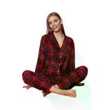 Manolya Kadın Gömlek Yaka Boydan Düğmeli Uzun Kollu Süet Pijama Takımı