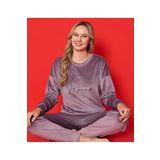 Manolya Luxury Velvet Fransız Kadife Yazı Detaylı Pijama Takımı