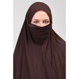 Manolya Şal Pratik Eşarp Peçeli-Peçesiz Hazır Türban Sufle - Standart - Kahverengi