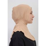 Manolya Şal Pratik Hazır Kaymayan Terletmeyen Boyunluklu Geçmeli Bone - Standart - Bej