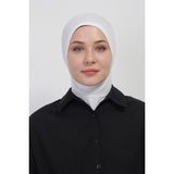 Manolya Şal Pratik Hazır Kaymayan Terletmeyen Boyunluklu Geçmeli Bone - Standart - Beyaz