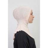 Manolya Şal Pratik Hazır Kaymayan Terletmeyen Boyunluklu Geçmeli Bone - Standart - Toz Pudra