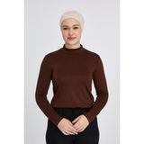 Manolyaşal Hafif Uzun Kollu Balıkçı Yakalı Organik Kadın Body - Çikolata - S-M - S - M