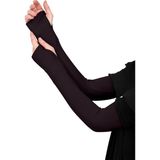 Manolyaşal İslamic Hijab Parmak Geçmeli 45CM Likralı Penye Kolluk 1 Çift - Kahverengi - Standart