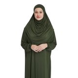 manolyaşal islamic hijab Pratik Başörtülü Rahat Giyilebilen Organik Tek Parça Namaz Elbisesi - Haki