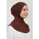 manolyaşal islamic hijab Pratik Boyunluklu Geçmeli Bone-çikolata