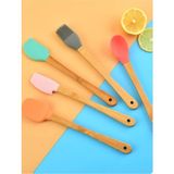 Manor Renkli ve Bambu Saplı Silikon Mini Spatula Seti (5li)