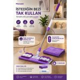 Manosta (1 ADET YEDEK BEZ HEDİYE) Mikrofiber Mor Mandallı Mop. Yer,duvar,fayans Ve Yüzey Temizlik Mop