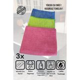 Manosta ( 3 Adet ) Mikrofiber Kareli Toz ve Mutfak Temizlik Bezi 40*40 - Gri - Yeşil