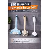 Manosta 3’lü Hijyenik Temizlik Fırça Seti | Banyo-Lavabo-Bulaşık İçin Ayrı Fırça | Çok Amaçlı Güçlü Temizlik