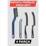 Manosta 4 Parça Temizlik Fırça Seti – Derz Temizleme, Ince Uçlu Detay Fırçaları & Gider Saç Toplama Cımbızı - Çok Renkli