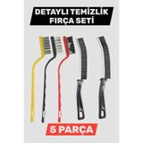 Manosta 5 Parça Temizlik Fırça Seti – Derz Temizleme, İnce Uçlu Detay Fırçaları & Gider Saç Toplama Cımbızı