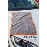 Manosta 50X70 cm Turuncu Biyeli Mikrofiber Oto Yıkama & Kurulama Bezi — Iz Bırakmaz - Araba Temizlik Bezi - Turuncu - Gri