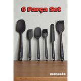 Manosta 6’lı Isıya Dayanıklı Yapışmaz Silikon Mutfak Seti. Spatula,kaşık,bıçak, Pasta Fırçası, Servis Gereçi - 6 Adet