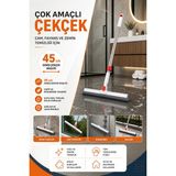 Manosta Teleskopik Saplı Çekçek Silecek Cam Fayans Yer Banyo Duşakabin Temizleyici Pratik Su Çekme Aparatı - Gümüş