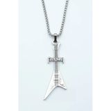 Manowar Elektro Gitar Gümüş Kaplama Örme Zincir Kolye