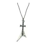 Manowar Elektro Gitar Kolye – Metal Zamak Kaplama, 60 Cm Zincirli Rock Aksesuar