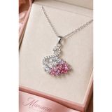 Mansura Pembe Kuğulu Pink Swan Taşlı Gümüş Çelik Kolye