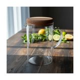 Mantar Kapaklı Borosilikat Cam Sürahi 2 Litre - Isıya Dayanıklı Minimalist Karaf ve Detoks Şişesi