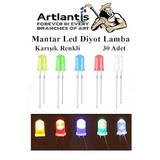 Mantar Led Diyot Lamba 30 Lu 1 Paket Karisik Renkli 4.8 Mm Mini Mantar Led Lamba
