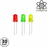 Mantar LED Diyot Lamba Mini Mantar LED Lamba Deney Bilim Proje 30 Lu Paket - Yeşil