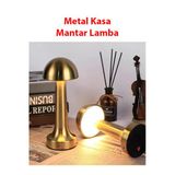 Mantar Masa Lambası Gold Şarjlı Dokunmatik 3 Renk Ayarlanabilir Metal Çerçeve