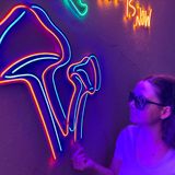 Mantar Neon Tabela, Neon Metal Duvar Sanatı, LED Neon Dekoru, İç Mekan Dış Mekan için Neon Işık (Uzaktan Kumandasız)