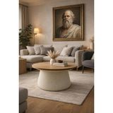 Mantar Sehpa Orta Sehpa (Ofis ,balkon,salon,oturma Odası) 60 cm Çap - atlantik çam - beyaz