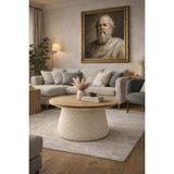 Mantar Sehpa Orta Sehpa (Ofis ,balkon,salon,oturma Odası) 60 cm Çap - atlantik çam - krem
