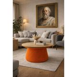 Mantar Sehpa Orta Sehpa (Ofis ,balkon,salon,oturma Odası) 60 cm Çap - atlantik çam - turuncu