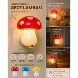 Mantar Şeklinde Led Gece Lambası, Prize Takılan Çocuk Odası, Koridor Dekoratif Aydınlatma
